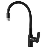 COLORADO Sink lever mixer with flexible spout with shower BLACK MATT/CHROME